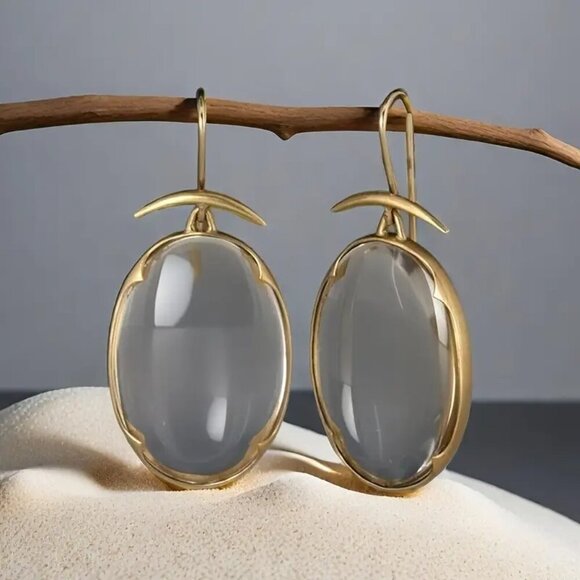 Bohemian Grey  - Imitation Jade Premium Earrings - Picture 1 of 6